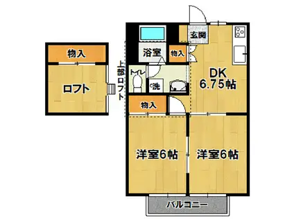 シャトーレイイダ1(2DK/2階)の間取り写真