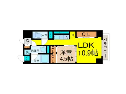 プレミアムコート新栄(1LDK/3階)の間取り写真