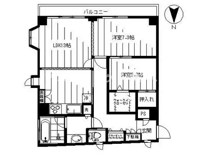ヴァンヴェール(2LDK/3階)の間取り写真