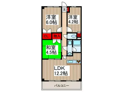 第15藤島マンション(3LDK/4階)の間取り写真
