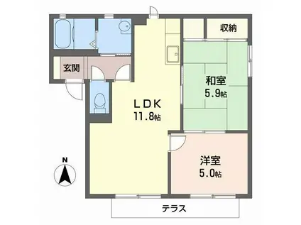 アイリス正道(2LDK/1階)の間取り写真