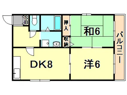 クレール恵彩(2DK/1階)の間取り写真