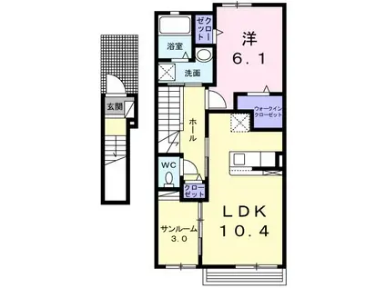 ヴィダ ルーラルII(1LDK/2階)の間取り写真