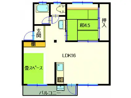 二葉コーポラスA棟(1LDK/2階)の間取り写真