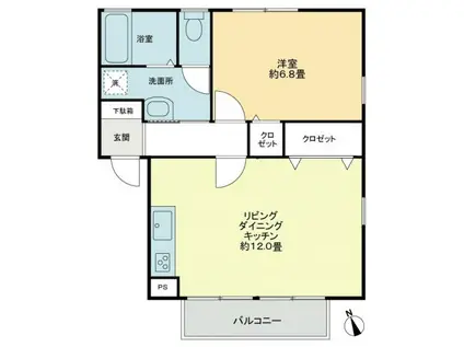 フォブール鶴見B(1LDK/1階)の間取り写真