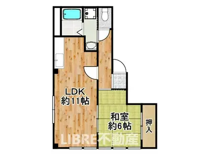 INビル(1LDK/2階)の間取り写真