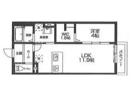 ラシーネ越後山壱番館(1LDK/1階)の間取り写真