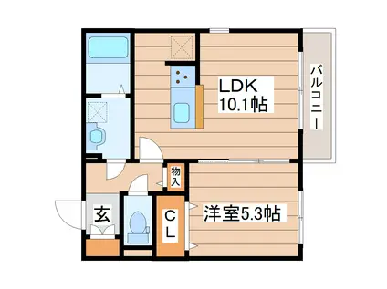 D-ROOM中倉(1LDK/1階)の間取り写真