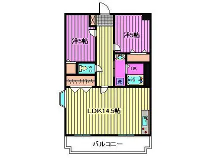 ドミールS・T(2LDK/3階)の間取り写真