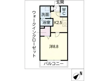 イクシィー(1K/2階)の間取り写真