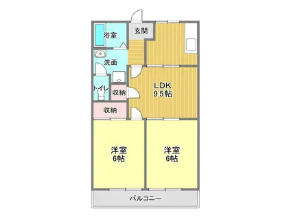 バームハイツ(2LDK/2階)の間取り写真