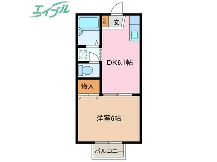 プライムブリリアント A(1DK/1階)の間取り写真