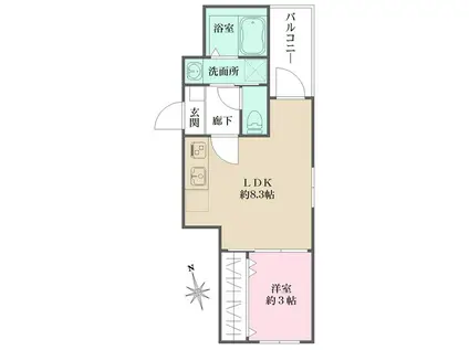 NOY NISHINOMIYA(1LDK/2階)の間取り写真