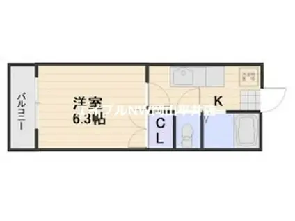 シャルムパレスB(1K/1階)の間取り写真