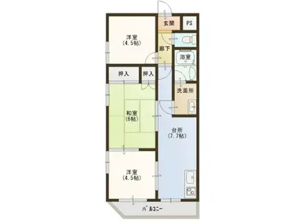 平野ビル(3DK/2階)の間取り写真