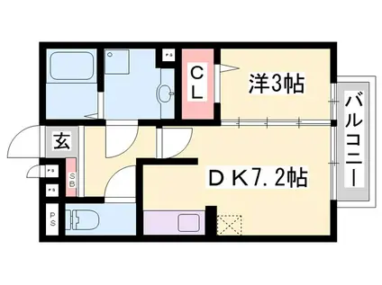 ルミエ広畑本町(1DK/2階)の間取り写真
