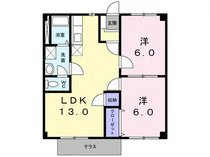 MハイツI(2LDK/1階)の間取り写真