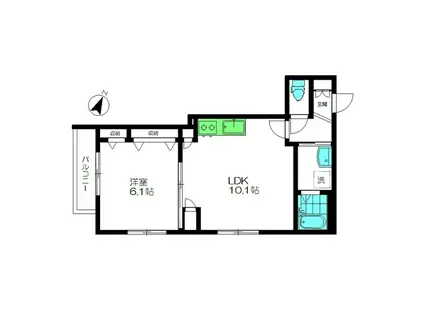 CASA 末広(1LDK/2階)の間取り写真