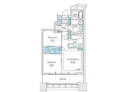 パークタワー向ケ丘遊園(2LDK/25階)の間取り写真