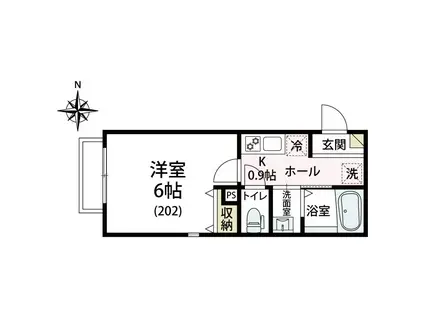 レイドバック武蔵小杉(1K/2階)の間取り写真