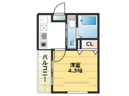 ベイルーム百合ヶ丘(1K/1階)の間取り写真