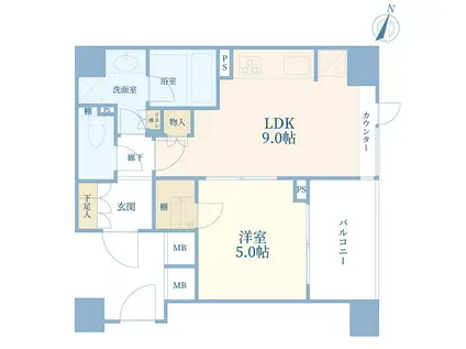 パークホームズ三軒茶屋アーバンレジデンス(1LDK/6階)の間取り写真