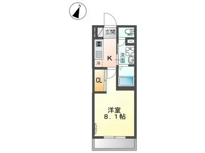 ヴァローレ日比野(1K/3階)の間取り写真