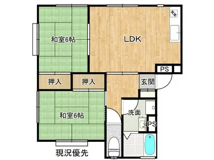 メゾニティTUDA A(2LDK/2階)の間取り写真