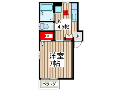 グリーンハイツ(1K/1階)の間取り写真