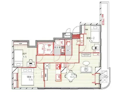 両国プレイス(2SLDK/3階)の間取り写真