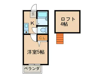 ジュノーブル新小岩南(1K/2階)の間取り写真