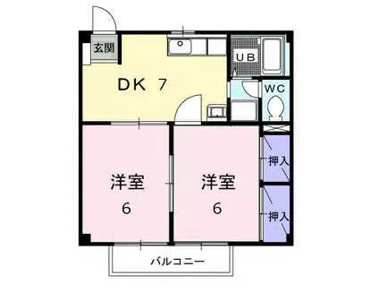 ミューズ松本III(2DK/2階)の間取り写真