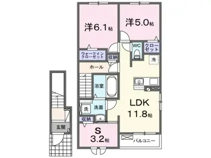グローブステージA棟(2SLDK/2階)の間取り写真