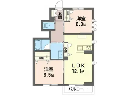 シャーメゾン釜利谷東(2LDK/1階)の間取り写真