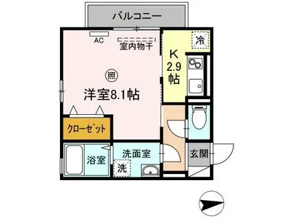 アウローラY(1K/3階)の間取り写真