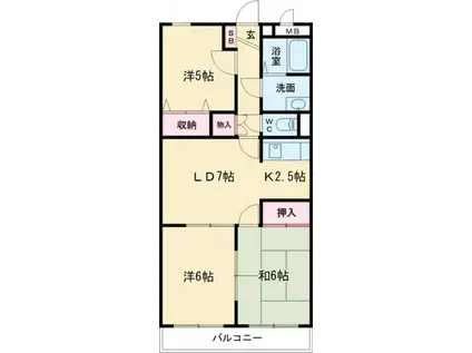 スマイルMI(3LDK/1階)の間取り写真