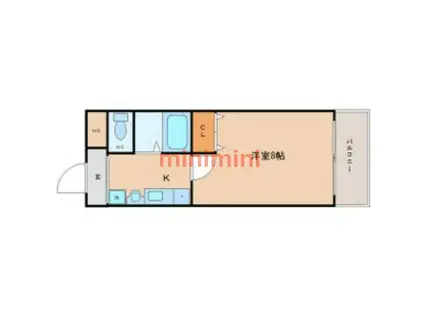 INOVE上山手(1K/4階)の間取り写真