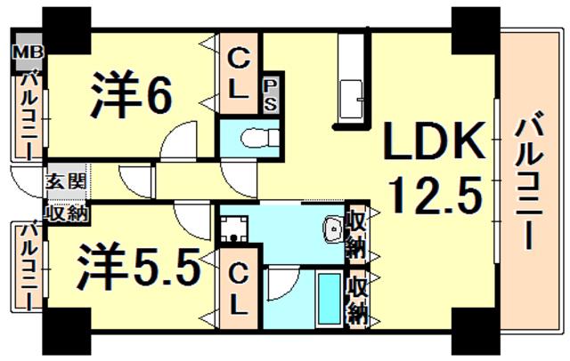 HIYODORI(2LDK/2階)の間取り写真