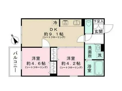 RJカーサ松陰神社(1SDK/3階)の間取り写真