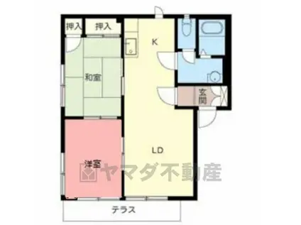 アスター3D棟(2LDK/1階)の間取り写真