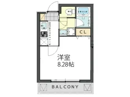 アークテラス塚口(1K/3階)の間取り写真