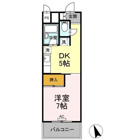 サンラフォーレ花北(1DK/4階)の間取り写真