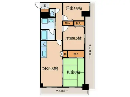 フィール神戸(3DK/2階)の間取り写真