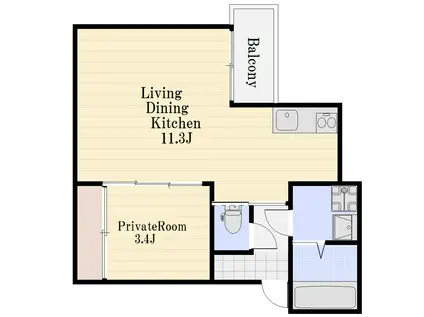 T-SQUARE甲南山手(1LDK/2階)の間取り写真