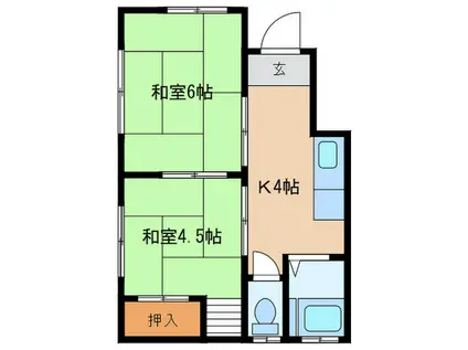 カミヤ荘(2K/1階)の間取り写真