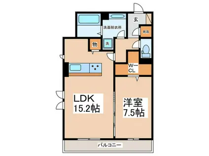 FONTANA B棟(1LDK/1階)の間取り写真