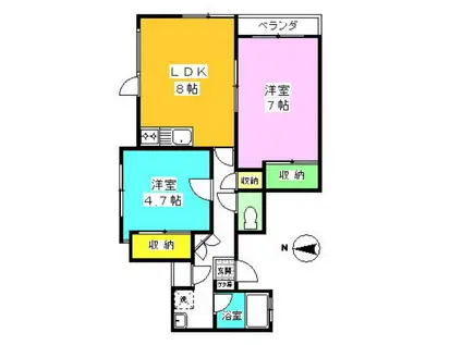 M.Tスプリングガーデン(2LDK/2階)の間取り写真