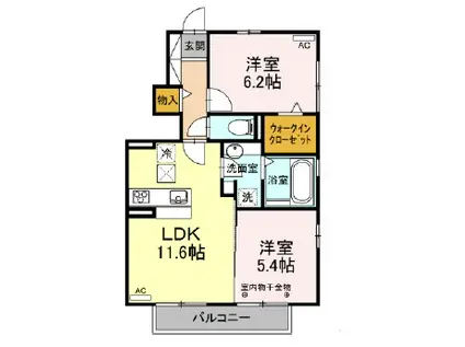 ソレアードII(2LDK/1階)の間取り写真