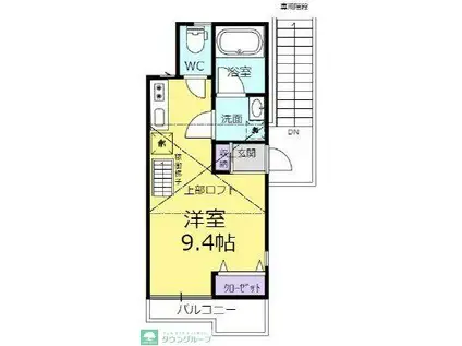 ライフバディ 上福岡(ワンルーム/2階)の間取り写真