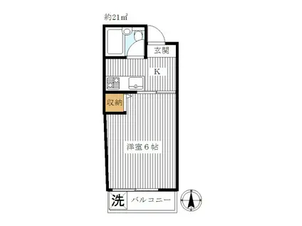 TS-NAKAITABASHI(1DK/2階)の間取り写真